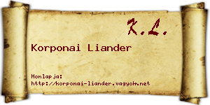 Korponai Liander névjegykártya